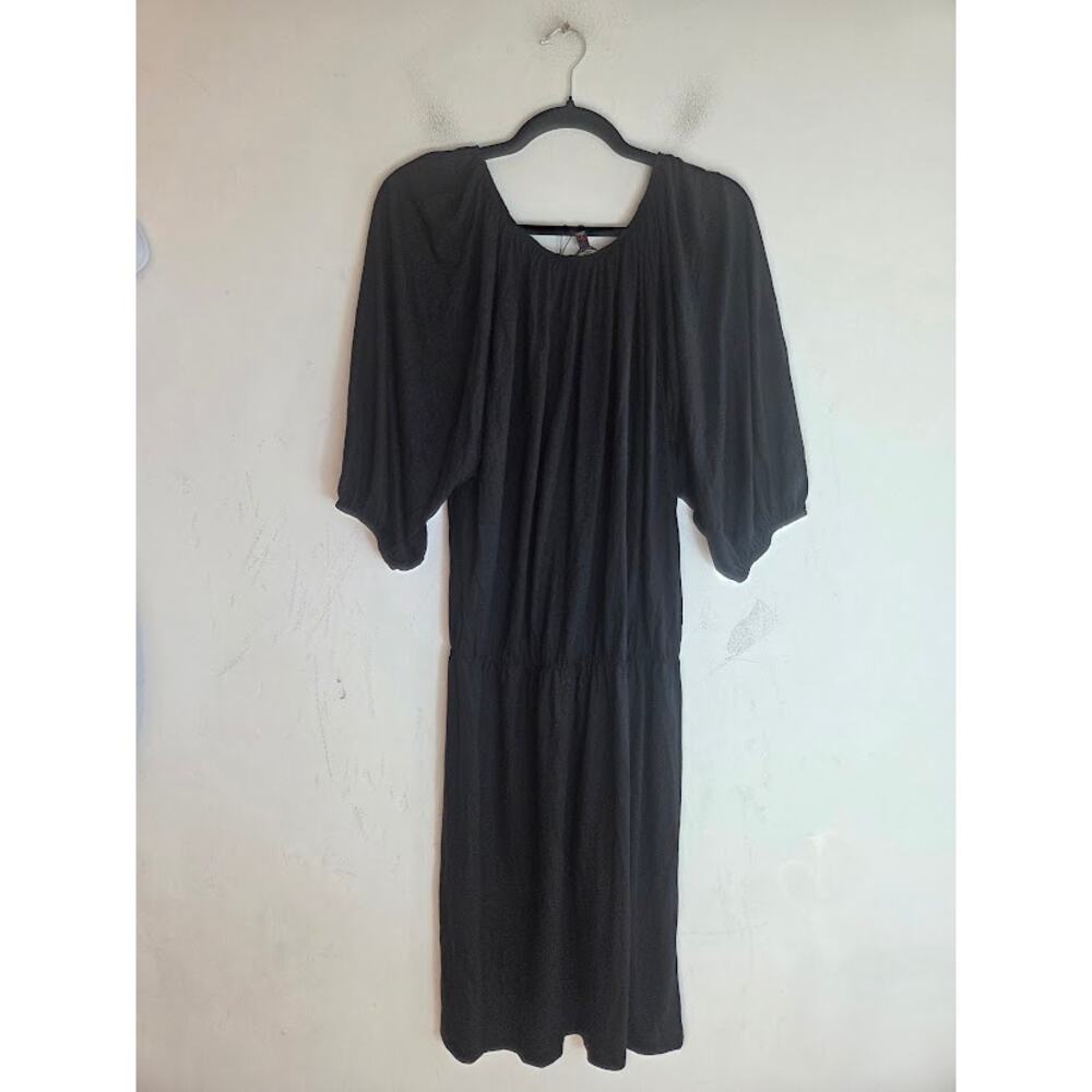 NWT Talbots Black Jersey Knit Scoop Neck Knee Length Drape Dress size Large